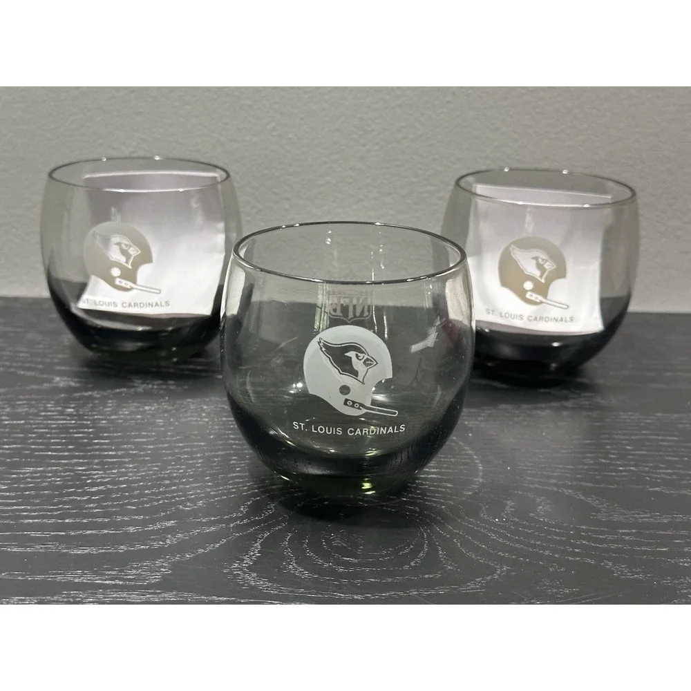 NFL Stemless Wine Glasses St. Louis Cardinals Set 3 Smoked Vintage Man Cave
